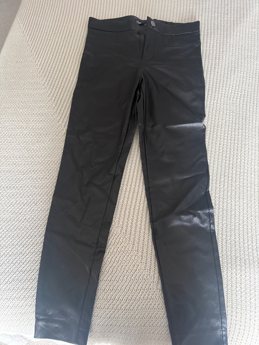Zara Black Straight Leg Faux Leather Pants